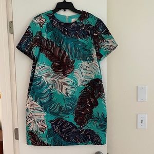 Kate Spade Regal plumes metallic feather shift dress